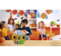 Tazza a forma di teschio con cannuccia e illuminazione a LED 17 cm
