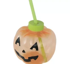Tazza di zucca con cannuccia e illuminazione a LED 17 cm