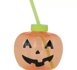 Tazza di zucca con cannuccia e illuminazione a LED 17 cm