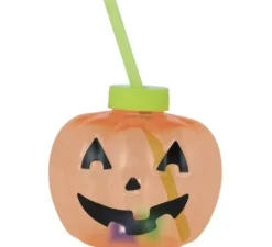 Tazza di zucca con cannuccia e illuminazione a LED 17 cm