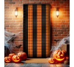 Tenda di Halloween a quadretti neri e arancioni 1x2 m