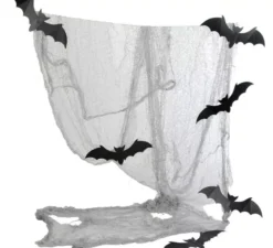 Tessuto bianco con 6 pipistrelli 75 x 300 cm