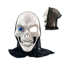 Tessuto con maschera teschio bianco e occhi blu