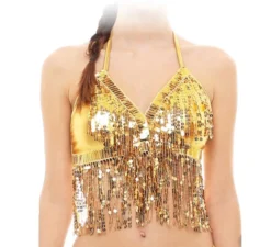 Top oro con frange e paillettes per adulto