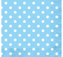12 tovaglioli blu con pois bianchi di 33x33 cm