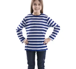 T-shirt a righe bianche e blu per bambini