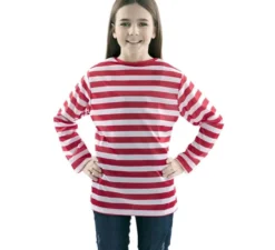 T-shirt a righe bianche e rosse per bambini