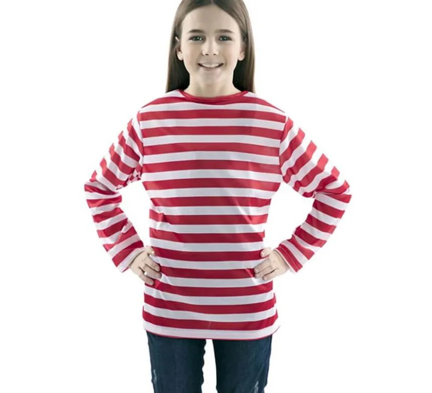 T-shirt a righe bianche e rosse per bambini