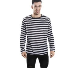 T-shirt con strisce bianche e nere per adulti
