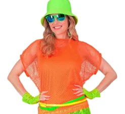 T-shirt da donna in rete arancione neon