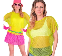 T-shirt da donna in rete giallo neon