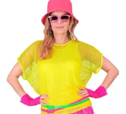T-shirt da donna in rete giallo neon