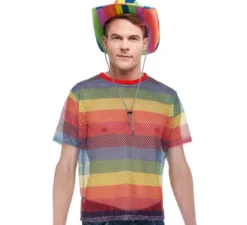T-shirt in rete arcobaleno unisex per adulti
