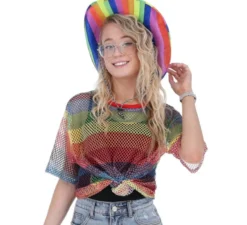 T-shirt in rete arcobaleno unisex per adulti