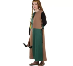 Tunica o costume medievale marrone e verde per adulti