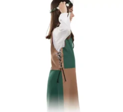 Tunica o costume medievale marrone e verde per ragazze