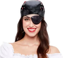 Turbante pirata nero stampato per adulti