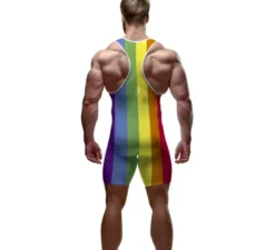 Tuta da uomo con bretelle arcobaleno
