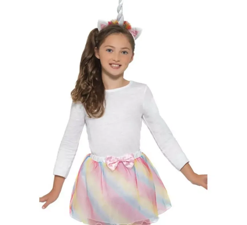 Tutu e cerchietto di unicorno multicolore