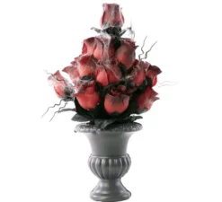 Vaso con rose e ragnatele 15x15x34 cm
