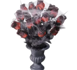 Vaso con Rose Rosse e Ragnatela 35 cm