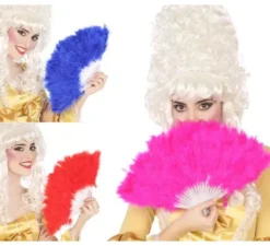 Ventaglio con piume in 3 colori assortiti