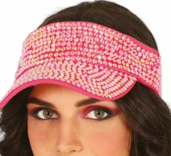 Visiera con strass in vari colori adulto