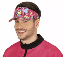 Visiera da adulto con stampa fucsia anni '80
