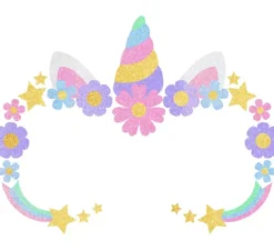 Viso di unicorno glitterato per ragazze