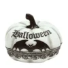 Zucca bianca con pipistrello di Halloween 12x15 cm