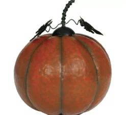 Zucca Metallizzata Arancione con Luce 16 cm