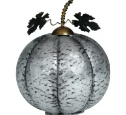 Zucca metallizzata argento con luce 16 cm