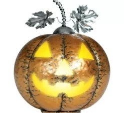 Zucca metallizzata oro con luce 16 cm