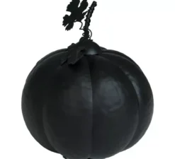 Zucca Nera Metallizzata con Luce 16 cm