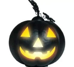 Zucca Nera Metallizzata con Luce 16 cm