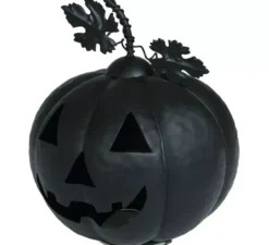 Zucca Nera Metallizzata con Luce 16 cm
